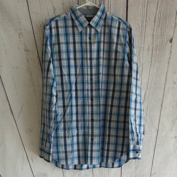 Banana Republic Factory Plaids Checks Button Down Long Sleeve Shirt Size Medium - Picture 2 of 7